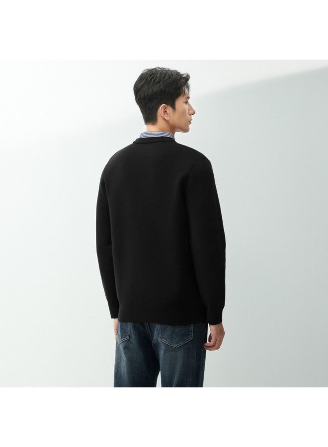 HLA Light Business Fashion Series】winter Double-collar Design Warm Casual Men's Knitted Sweater - Image 5