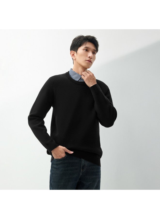 HLA Light Business Fashion Series】winter Double-collar Design Warm Casual Men's Knitted Sweater - Image 4