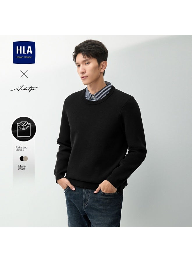 HLA Light Business Fashion Series】winter Double-collar Design Warm Casual Men's Knitted Sweater - Image 2