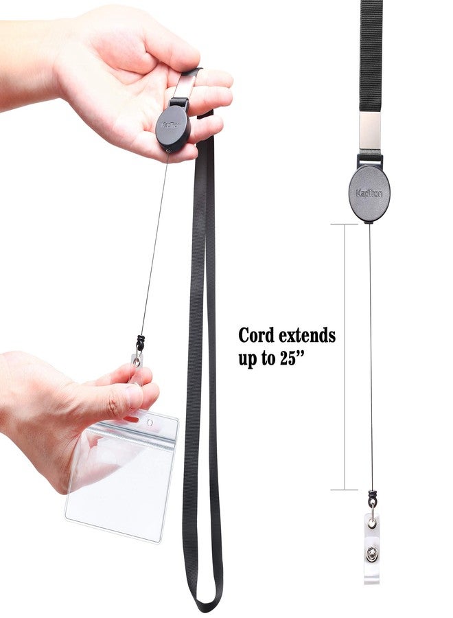 Kaptron Lanyard With ID Badge Holder (2 Pack) - 20 Inch Flat Polyester Lanyard With Retractable Badge Reel and Horizontal Name Badge Holder for Offices, School, Driver Licence - Image 4