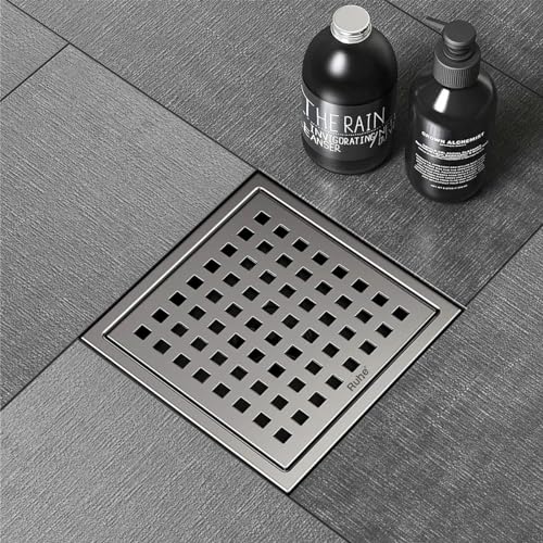 Ruhe® Naptune Flat Cut Square Floor Drain 5 Inch | Jali for Bathroom and Kitchen Floors, Waste Water Drain Jali | Premium Stainless Steel Floor Drain 5 x 5 inches - Image 1