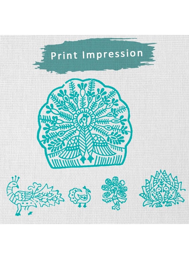 Hashcart Hashcart | Set of 5 | Wooden Indian Traditional Design Printing Stamps/Blocks for Printing Saree Border/Dresses/Craft Card Making/Scrapbook/Clay Pottery  - Image 3