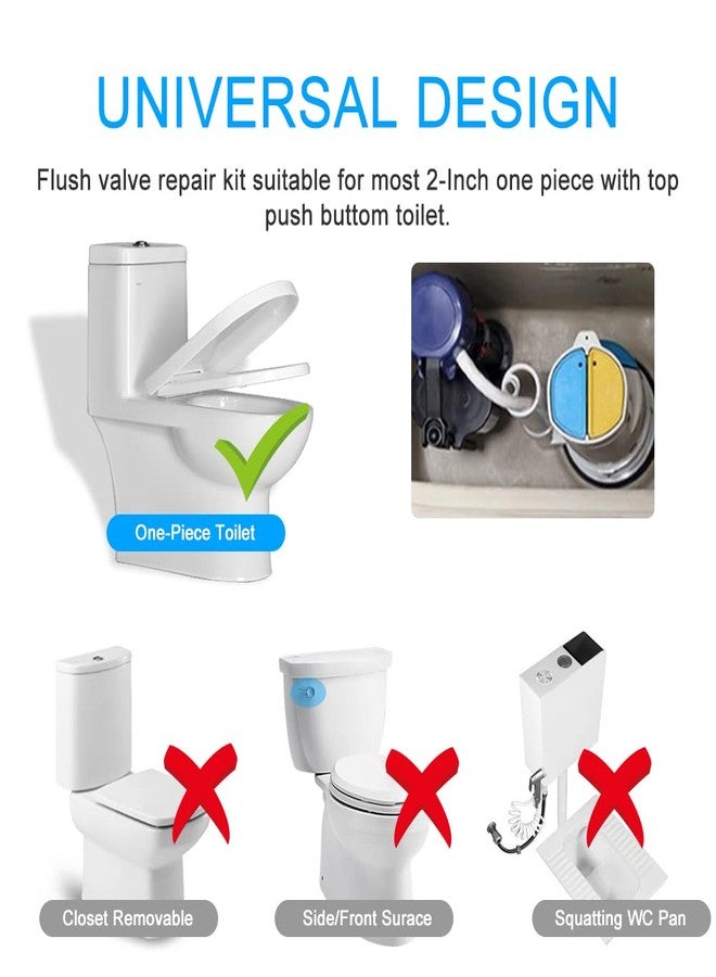 Ziosxin 2 Inch Toilet Flush Valves, Toilet Repair Kit Dual Flush Valve Replacement Fit for One Piece Toilet Top Push Button Valve(One Piece Toilet 10.8" Height) - Image 2