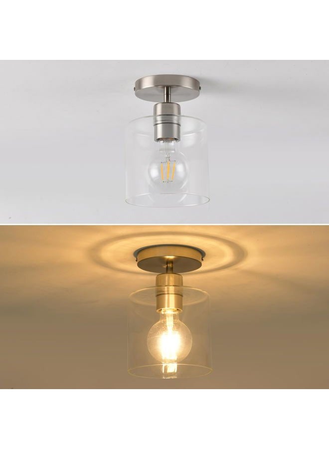 KLSS Brushed Nickel Semi Flush Mount Ceiling Light,Modern Ceiling Light Fixture for Closet Hallway Entryway Fixture Brushed Nickel Finish 1 Pack - Image 5