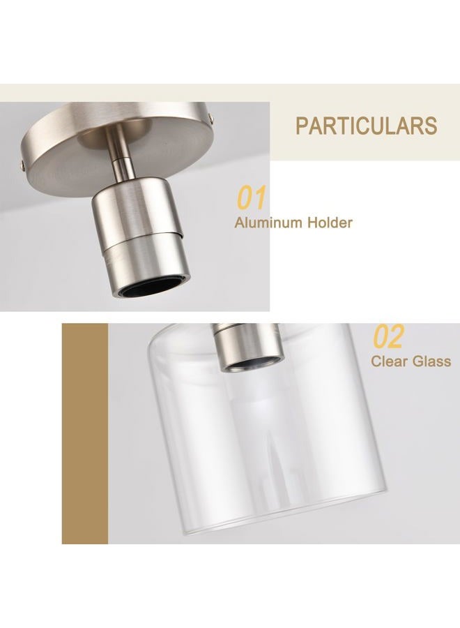 KLSS Brushed Nickel Semi Flush Mount Ceiling Light,Modern Ceiling Light Fixture for Closet Hallway Entryway Fixture Brushed Nickel Finish 1 Pack - Image 4