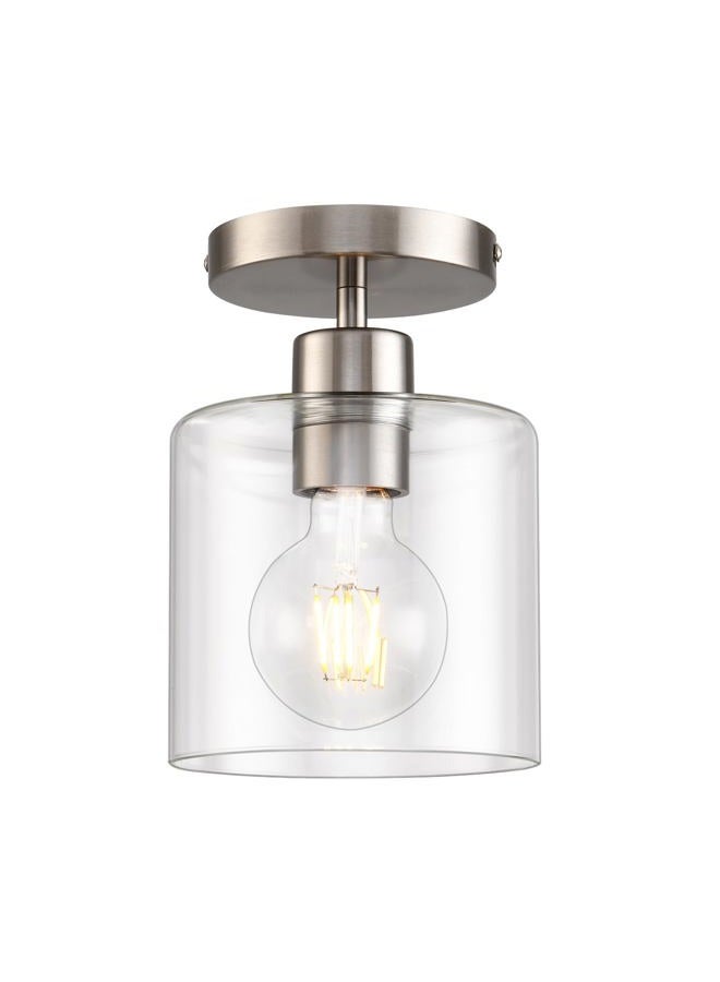 KLSS Brushed Nickel Semi Flush Mount Ceiling Light,Modern Ceiling Light Fixture for Closet Hallway Entryway Fixture Brushed Nickel Finish 1 Pack - Image 1