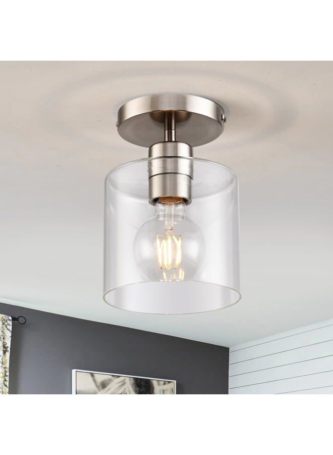 KLSS Brushed Nickel Semi Flush Mount Ceiling Light,Modern Ceiling Light Fixture for Closet Hallway Entryway Fixture Brushed Nickel Finish 1 Pack - Image 2