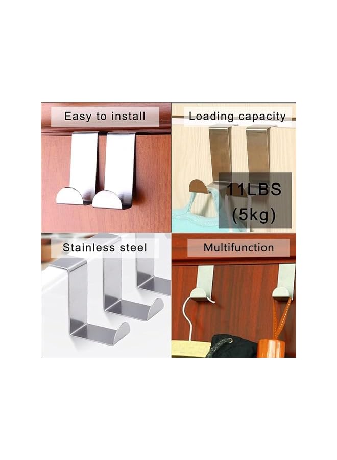 promass Over the Door Hooks, 10 Pack Z-shaped Large Stainless Steel Back Door Hangers, Sturdy Reversible Kitchen Towel Closet Door Hook Organizer for Bedroom and Office Kitchen, Bathroom - Image 2