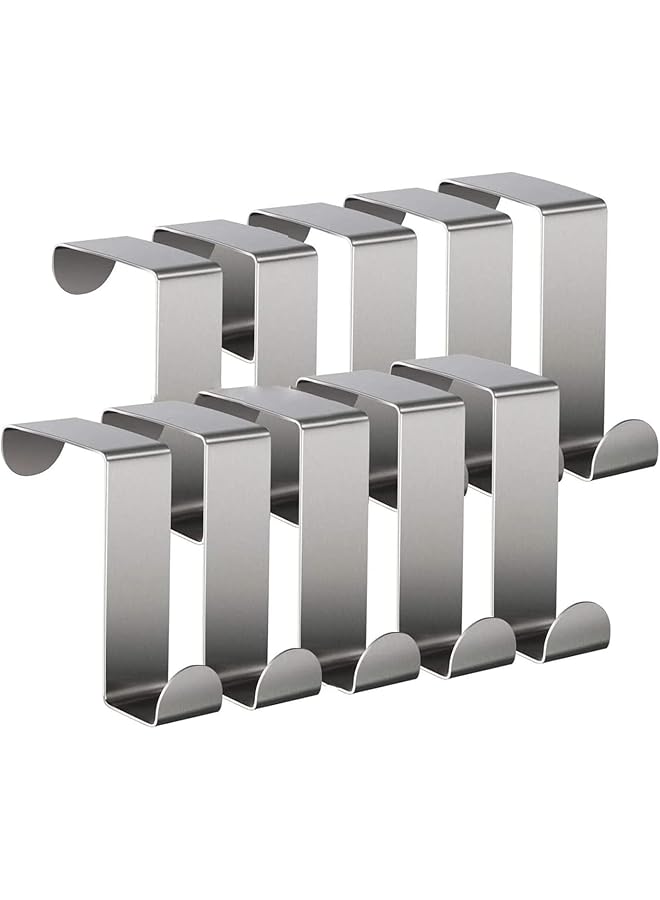 promass Over the Door Hooks, 10 Pack Z-shaped Large Stainless Steel Back Door Hangers, Sturdy Reversible Kitchen Towel Closet Door Hook Organizer for Bedroom and Office Kitchen, Bathroom - Image 1