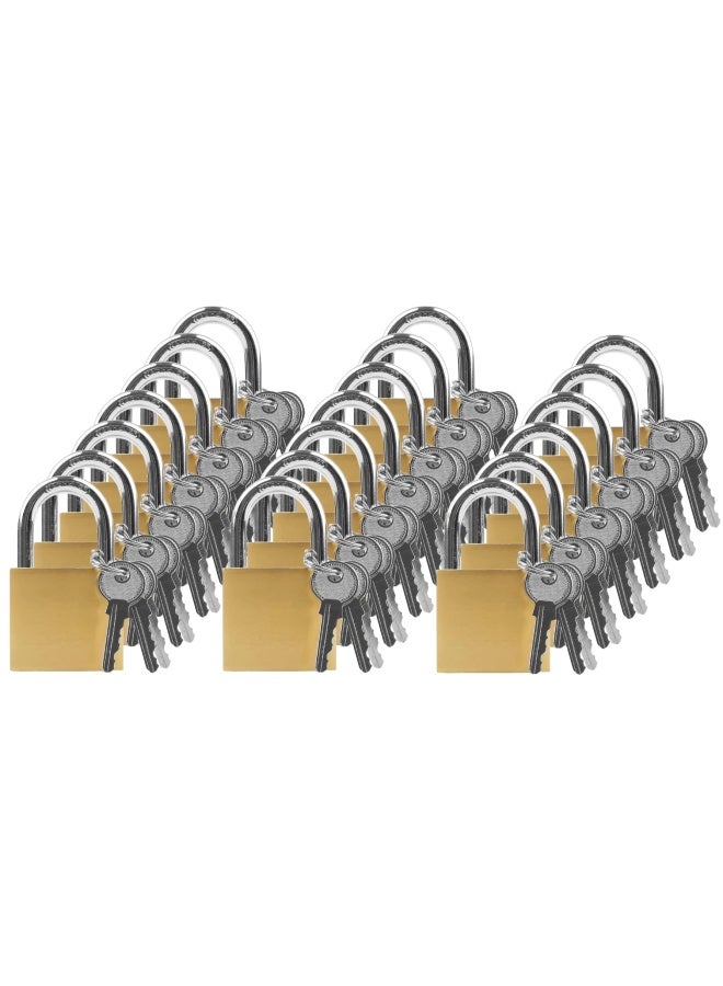 ROBUSTLINE 20 Pieces Brass Plated Padlock Padlocks For Luggage Lockers Solid Brass Keyed Alike Padlocks 30Mm - Image 1