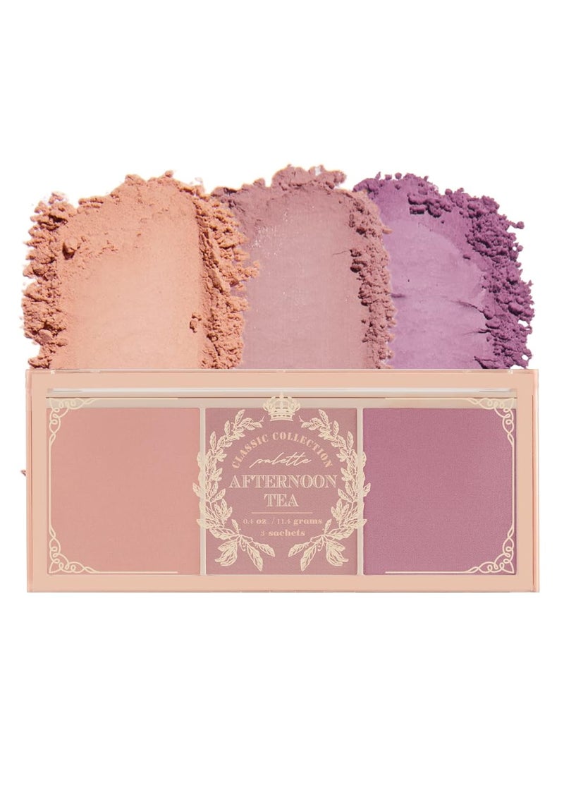 IM MEME Blusher Palette  Afternoon Tea_Fruit FLavor  Soft Pink Peach Lavender 3 Shades Palette Matte Powder Face  Cheeks For All Skin Tones Powdery Finish Lightweight Formula 04 Oz