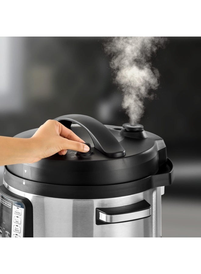 BLACK&DECKER Smart Steam Pot 1350W, 9-in-1 Electric Pressure Cooker, 10L Capacity, 14 Smart Programs, Digital LED Display, Non-Stick, Keep Warm, Dual Purpose Steam Release  - Image 3