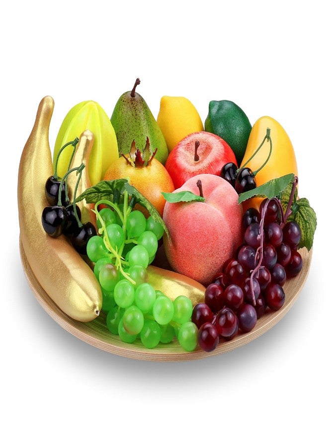 Lorigun 15 Pcs Fake Fruits Pack, Artificial Fruits for Decoration Home Kitchen Realistic Faux Fruit Chirstmas Table Centerpieces, Fake Fruit Display Props for Photoshoot, Artificial Apples Lemons - Image 1