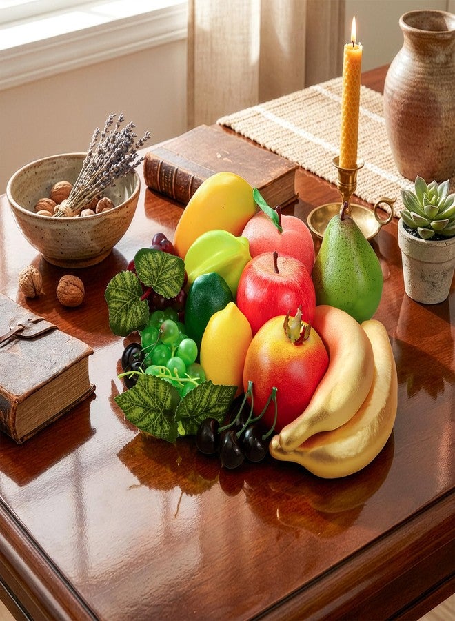 Lorigun 15 Pcs Fake Fruits Pack, Artificial Fruits for Decoration Home Kitchen Realistic Faux Fruit Chirstmas Table Centerpieces, Fake Fruit Display Props for Photoshoot, Artificial Apples Lemons - Image 5