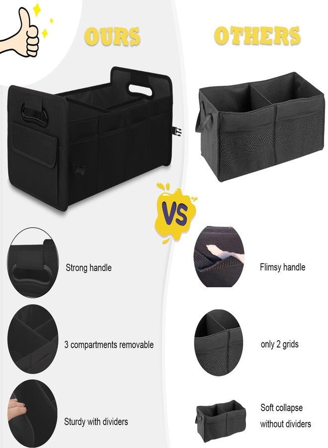 JiatuA Car Trunk Organizer, Car Organizers and Storage Collapsible Multi Compartment Container Box, Adjustable Car Accessories for SUV Sedan Truck, Standard Size, Black - Image 4