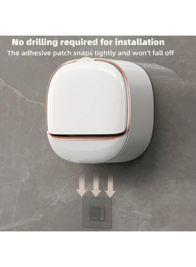 سكينة حامل صابون حائطي مقاوم للماء، صينية تصريف، صندوق صابون، حافظة صابون متينة من مادة ABS، حافظة لحفظ الصابون، غطاء قلاب بتصميم مقاوم للغبار، للحمام والدش والمطبخ (أبيض وأخضر) - Image 5