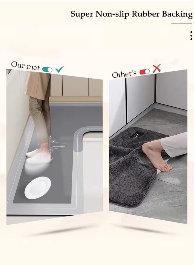 Aikenn Aikenn L-Shape Diatom Mud Floor Mat Kitchen Floor Mats Rugs Cushion Floor Carpet Waterproof Oil Resistant Soft and Absorbent Bath Rugs Non-Slip Quick Drying Floor Bath Tub Mat For Kitchen Floor Office Sink Laundry 70×70CM  - Image 4