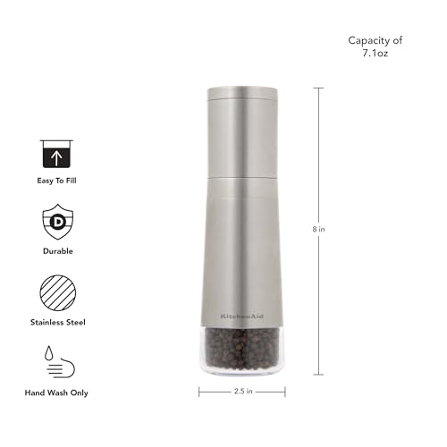 KitchenAid Stainless Steel Filled Pepper Grinder, 8 Inch - Image 2