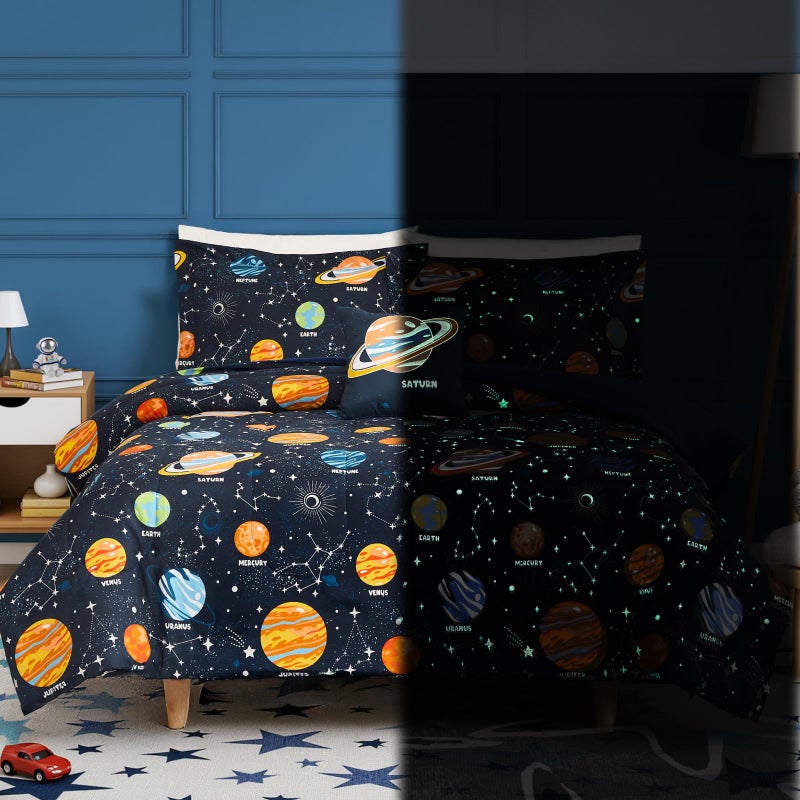 Kaleido Space Twin Comforter Set for Boys - 3 Pieces Space Twin XL Bedding Set with 1 Comforter, 1 Decor Pillow, 1 Pillow Sham - Image 1
