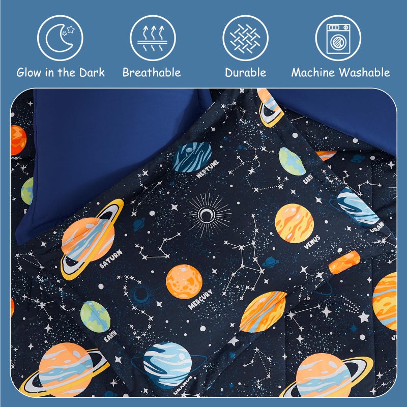 Kaleido Space Twin Comforter Set for Boys - 3 Pieces Space Twin XL Bedding Set with 1 Comforter, 1 Decor Pillow, 1 Pillow Sham - Image 4