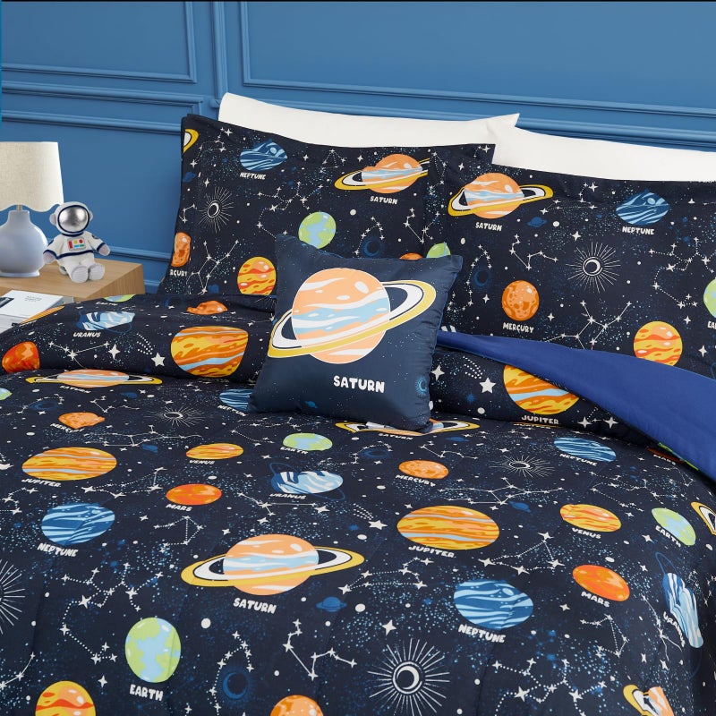 Kaleido Space Twin Comforter Set for Boys - 3 Pieces Space Twin XL Bedding Set with 1 Comforter, 1 Decor Pillow, 1 Pillow Sham - Image 3