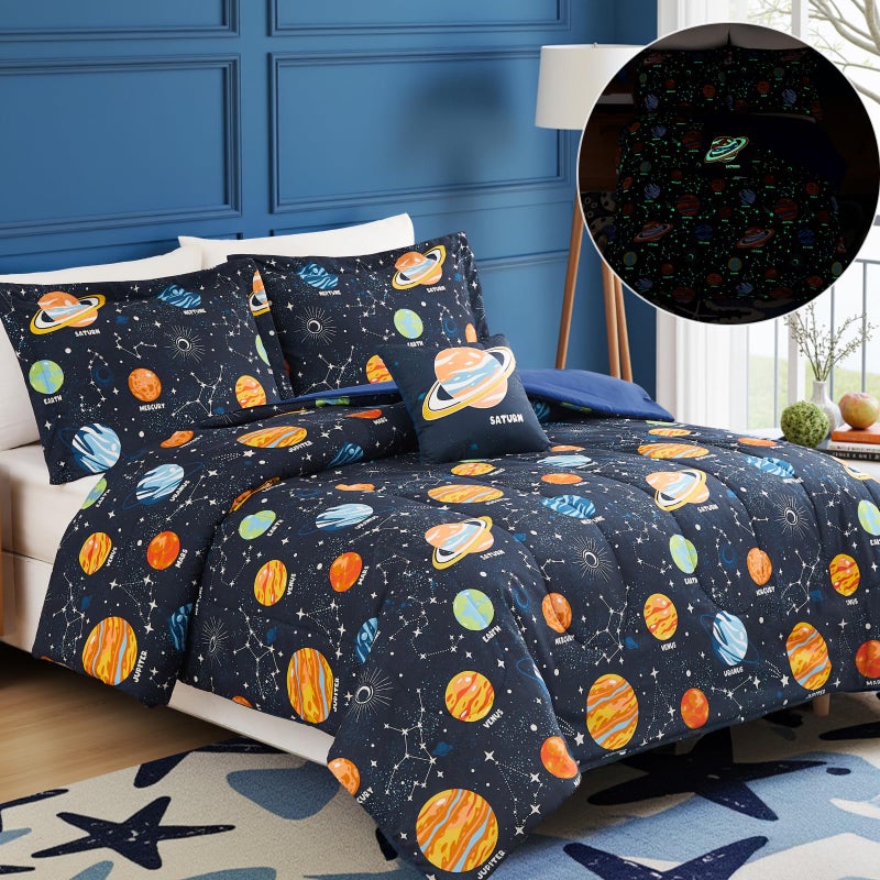 Kaleido Space Twin Comforter Set for Boys - 3 Pieces Space Twin XL Bedding Set with 1 Comforter, 1 Decor Pillow, 1 Pillow Sham - Image 5