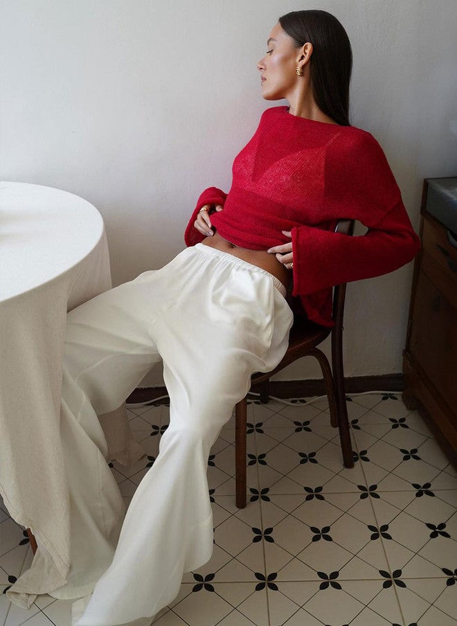 YUNIQEE Red Acrylic Pullover Sweater for Women - Image 5