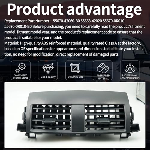 runfider Center Dash A/C Outlet Air Vent Panel Cover for Toyota RAV4 2006 2007 2008 2009 2010 2011 2012 Replaces 55670-42060-B0 55663-42020 55670-0R010 55670-0R010-B0 - Image 2