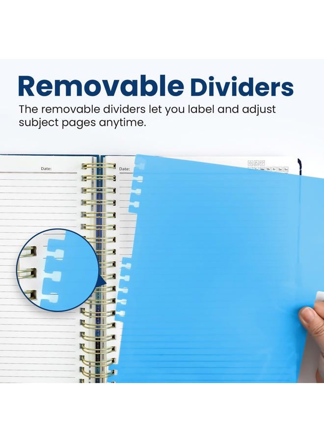 Taja Large Spiral Lined Notebooks for Work With Removable Dividers & Tabs, 8.5"x11" Hardcover 5 Subject Notebook for Note Taking & Organizer, A4 College Ruled Journal for Women & Writing, Starlit Peaks - Image 4