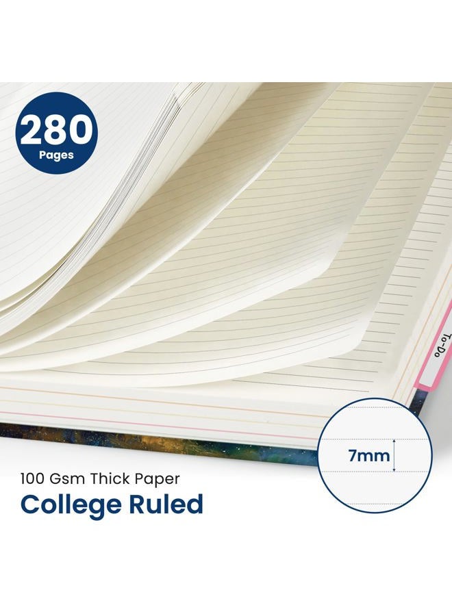 Taja Large Spiral Lined Notebooks for Work With Removable Dividers & Tabs, 8.5"x11" Hardcover 5 Subject Notebook for Note Taking & Organizer, A4 College Ruled Journal for Women & Writing, Starlit Peaks - Image 2
