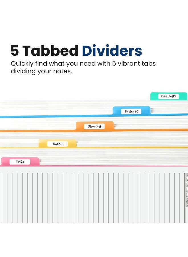 Taja Large Spiral Lined Notebooks for Work With Removable Dividers & Tabs, 8.5"x11" Hardcover 5 Subject Notebook for Note Taking & Organizer, A4 College Ruled Journal for Women & Writing, Starlit Peaks - Image 3