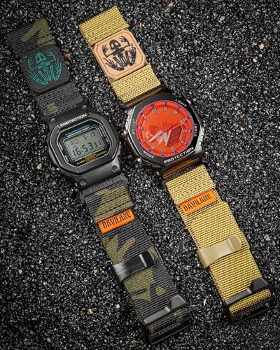 DAVILANE 16MM Nylon Watch Band Compatible with G-Shock DW-5600/6900/5700/8900,GW-M5610/6900,GD-100/110/120/350/GM-2100/GA2100/GA-B2100, Military Patches Design, Quick Release Outdoor Watch Strap for Men Women - Image 4