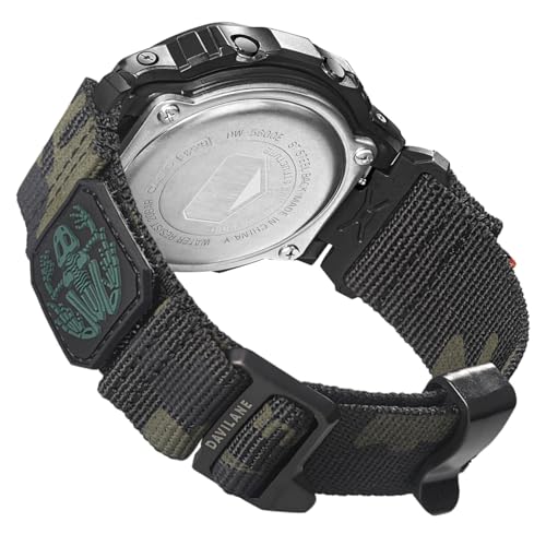 DAVILANE 16MM Nylon Watch Band Compatible with G-Shock DW-5600/6900/5700/8900,GW-M5610/6900,GD-100/110/120/350/GM-2100/GA2100/GA-B2100, Military Patches Design, Quick Release Outdoor Watch Strap for Men Women - Image 1