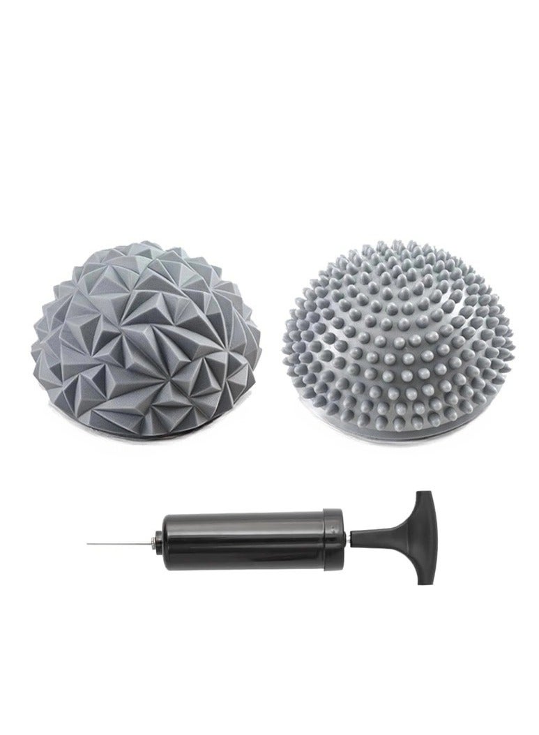 SUNSAR 2 Pcs Hedgehog Balance Pods Half Dome Spiky Balance Balls Balance Training Equipment with Hand Pump for Kids Adults Sports - Image 1