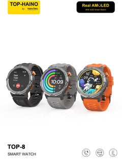 Haino Teko TOP 8 Real AMOLED Display with AOD Smart Watch 3 Pair Straps Wireless Charger for Gents  - Image 1