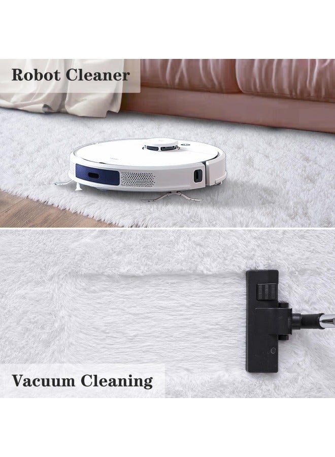 جيجيرو سجاد كبير الحجم لغرفة المعيشة، سجادة بيضاء ناعمة للغاية ذات وبر كبير لغرفة النوم أو الحضانة، سجادة بيضاء ناعمة وحديثة - Image 4