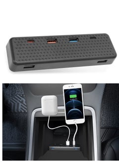 KASTWAVE 6 in 1 USB Hub Accessories Docking Station for Tesla 2021 2022 Model Y 3 , Car Accessories of Center Console Smart Sensor Provides Charging & Data Transfer for Smart Phones, Game Controller  - Image 1