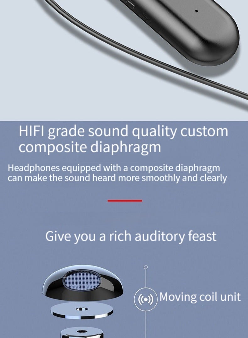 New Digital Display Bluetooth Headphones Neck-mounted Sports Noise Canceling Neck-mounted Ultra-Long Standby Universal Headphones (Blue)  - Image 3