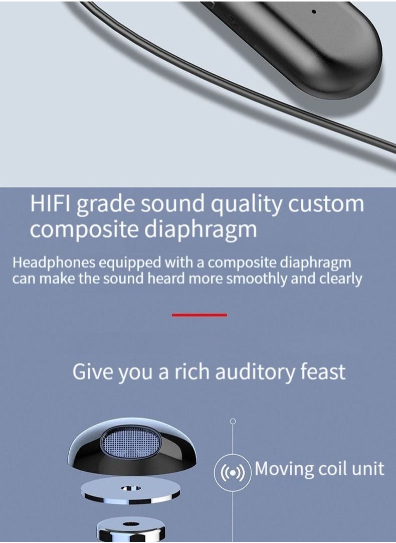 Generic - New Digital Display Bluetooth Headphones Neck-mounted Sports Noise Canceling Neck-mounted Ultra-Long Standby Universal Headphones (Blue) - Image 1