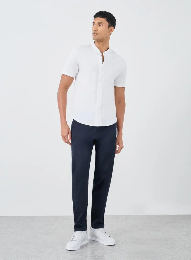 ستايلي Styli Regular Fit Cotton Knit Short Sleeve Shirt