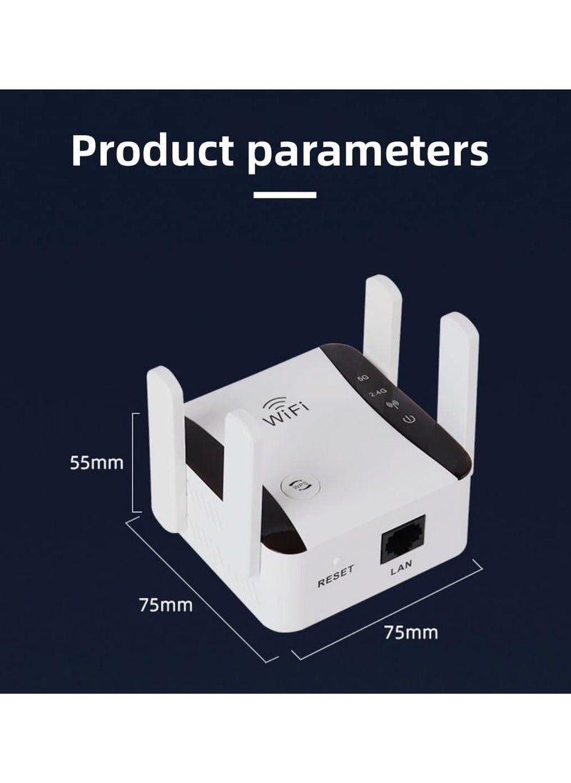 VKL - WiFi Extender, 300Mbps Dual Band WiFi Extender Signal Booster for Home, WiFi Booster Covers up to 8000sq, 2.4&5GHz Dual Band WPS Signal Amplifier Internet Repeater with Ethernet Port1 - Image 1