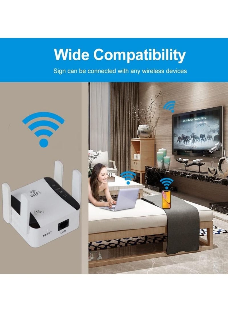 VKL - WiFi Extender, 300Mbps Dual Band WiFi Extender Signal Booster for Home, WiFi Booster Covers up to 8000sq, 2.4&5GHz Dual Band WPS Signal Amplifier Internet Repeater with Ethernet Port1 - Image 1