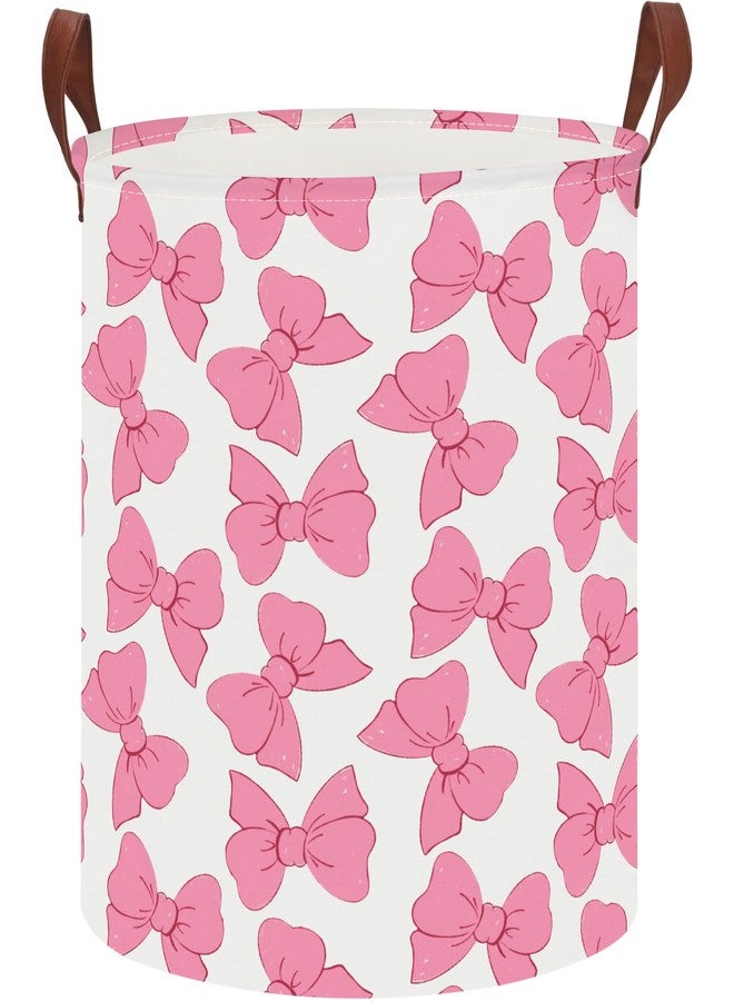 CLOCOR سلة غسيل كبيرة من كلوكور، سلة حضانة مقاومة للماء، حاوية تخزين قابلة للطي، صندوق ألعاب، ديكور غرفة، سلة هدايا (برباط وردي)  - Image 1