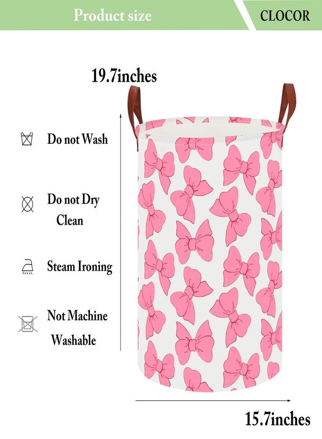CLOCOR سلة غسيل كبيرة من كلوكور، سلة حضانة مقاومة للماء، حاوية تخزين قابلة للطي، صندوق ألعاب، ديكور غرفة، سلة هدايا (برباط وردي)  - Image 2