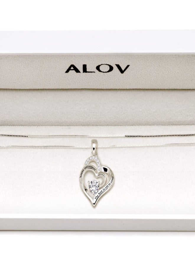 ALOV Jewelry Sterling Silver happy retirement the best is yet to come Love Heart Cubic Zirconia Pendant Necklace - Image 4