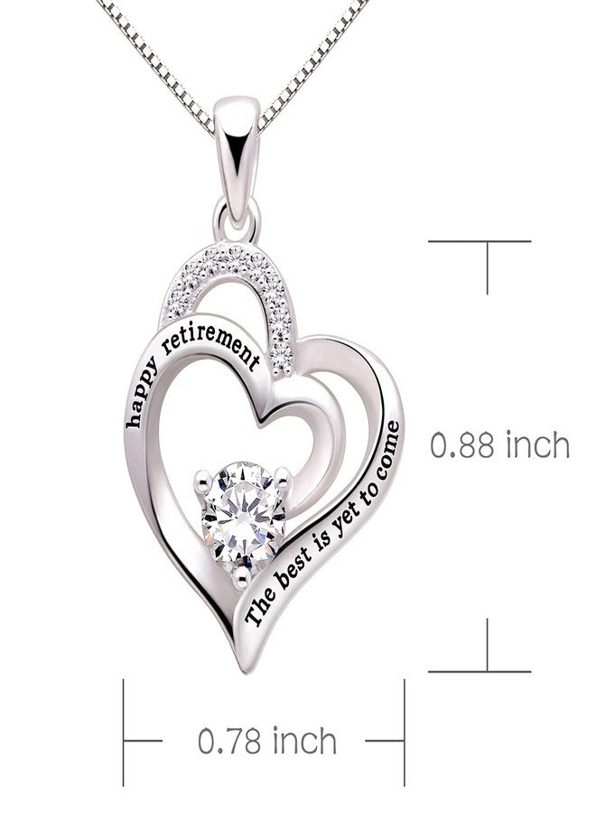 ALOV Jewelry Sterling Silver happy retirement the best is yet to come Love Heart Cubic Zirconia Pendant Necklace - Image 3