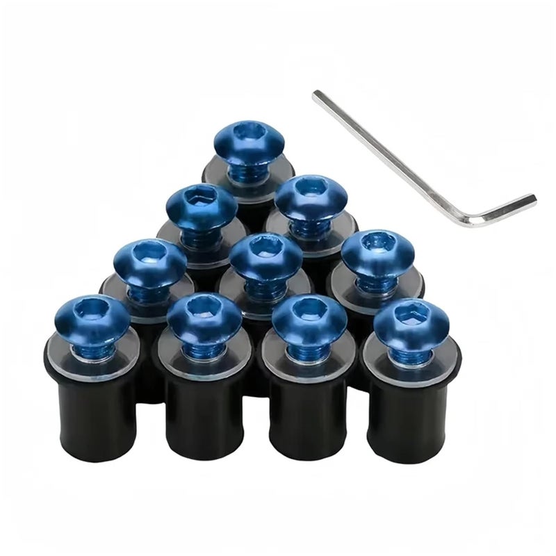 40pcs Motorcycle M5 16mm Metric Rubber Well Nuts Windscreen Fairing Cowl Anodized Windshield Nut Bolt Screw Kit(Blue) - Image 1