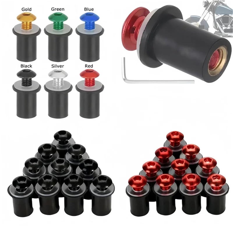 40pcs Motorcycle M5 16mm Metric Rubber Well Nuts Windscreen Fairing Cowl Anodized Windshield Nut Bolt Screw Kit(Blue) - Image 2