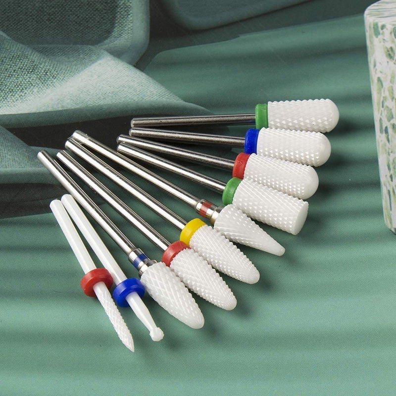 Feecy Nail Drill Bits Set Ceramic for Acrylic Nails Gel Polish Professional, 3/32 Inch Efile Nail Drill Bits Kit for Cuticle Safety Barrel Nail Art Tools with Holder, 10pcs (S10-C) - Image 4