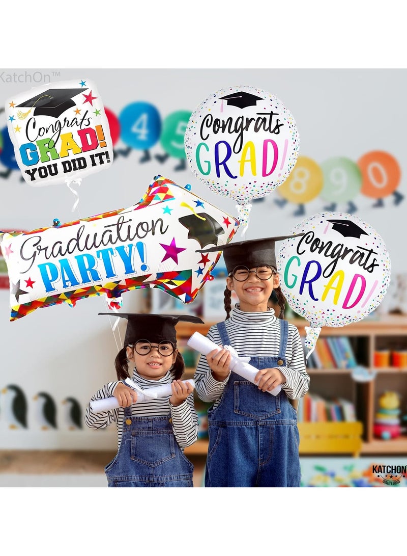KatchOn, Kindergarten Graduation Balloons - 20 Inch, Pack of 4 | Congrats Grad Balloon, Kindergarten Graduation Decorations Class of 2025 | Graduation Foil Balloons, Graduation Balloons Class of 2025